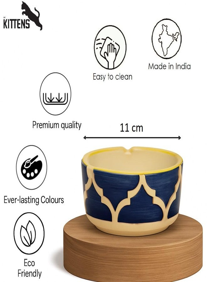 KITTENS Hand-Painted Ceramic Ash Tray - Blue Pattern, Set of 1 - Lead-Free, Scratch-Resistant, Ideal for Home, Office, Bar - Decorative & Functional Smoking Accessory - Image 4